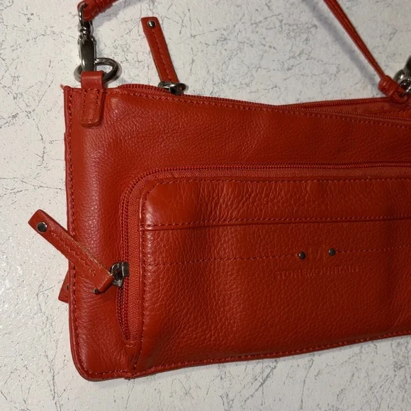 StoneMountain Leather Multi-zipper pocket wallet clutch “basketball orange” - Picture 3 of 7